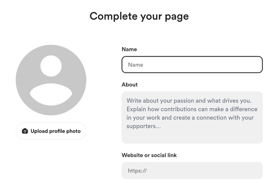 Account creation modal flow at buymeacoffee as described in the text