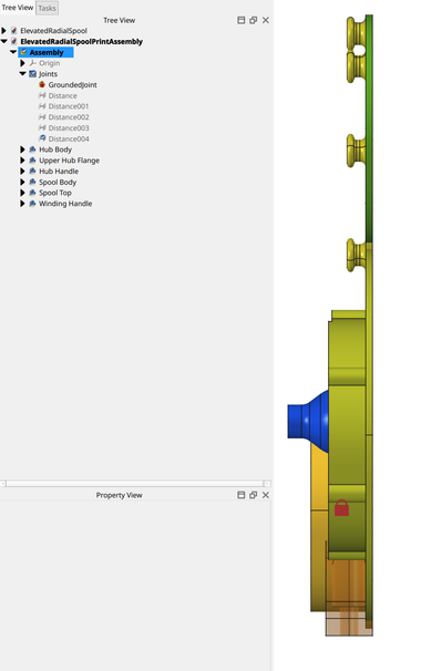 FreeCAD screen shot showing edge view with printing surfaces aligned