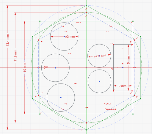 Screen shot of FreeCAD sketcher as described in the text